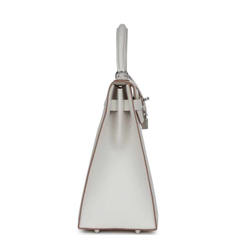 Hermes Kelly Sellier 32 Gris Pale Epsom Palladium Hardware - Image 4