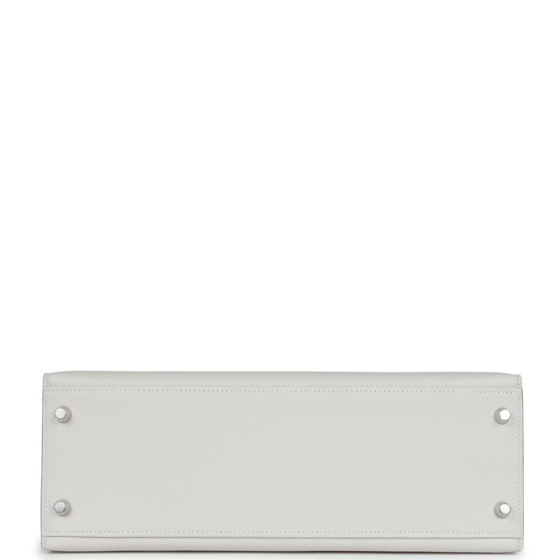 Hermes Kelly Sellier 32 Gris Pale Epsom Palladium Hardware - Image 6