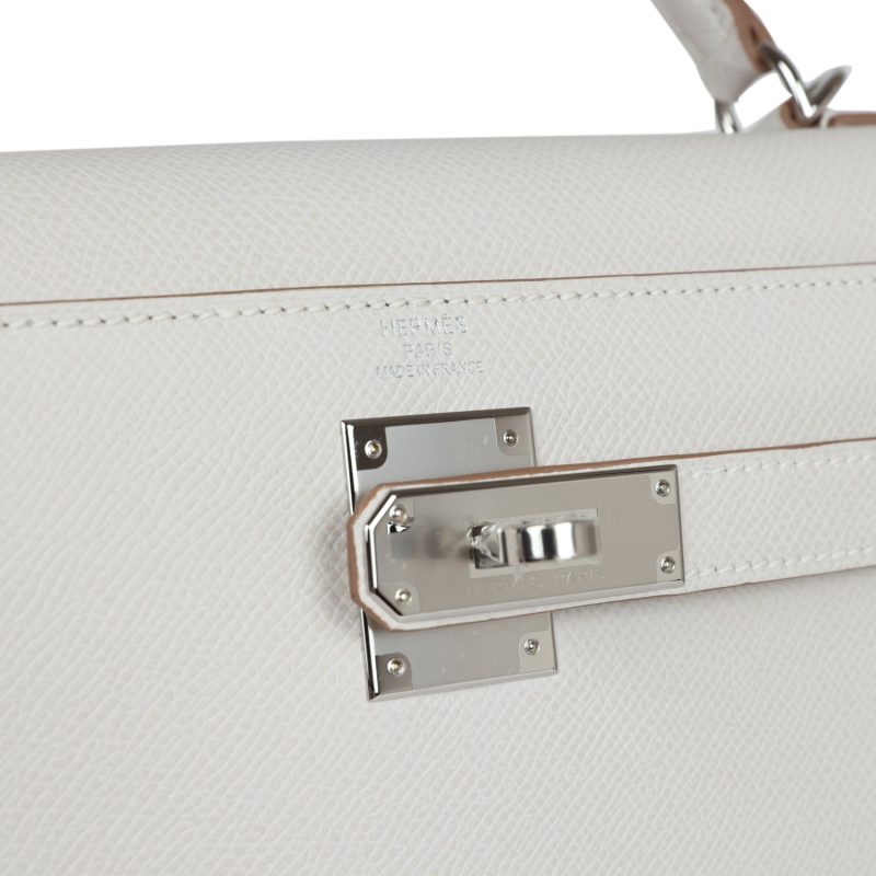 Hermes Kelly Sellier 32 Gris Pale Epsom Palladium Hardware - Image 7