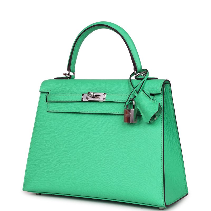Hermes Kelly Sellier 25 Vert Comics Epsom Palladium Hardware - Image 3