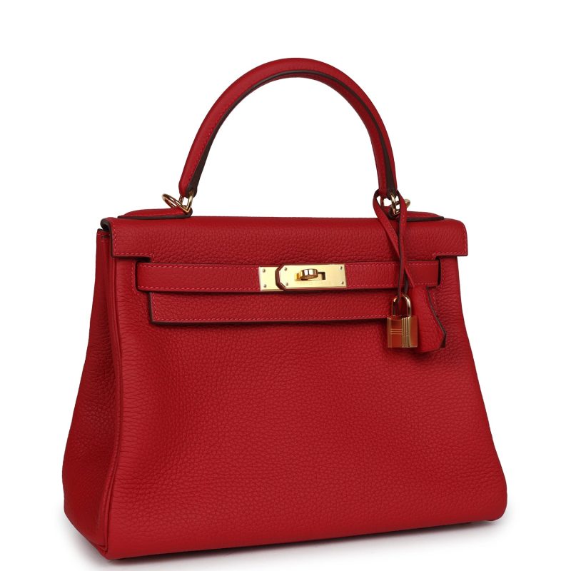 Hermes Kelly Retourne 28 Vermillion Clemence Gold Hardware - Image 2