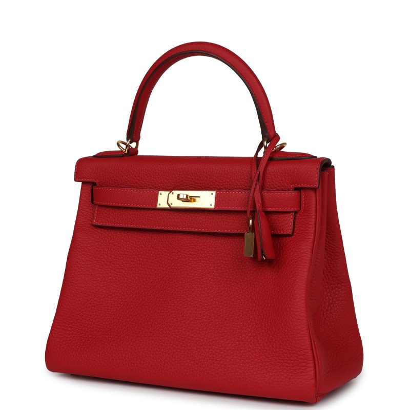 Hermes Kelly Retourne 28 Vermillion Clemence Gold Hardware - Image 3