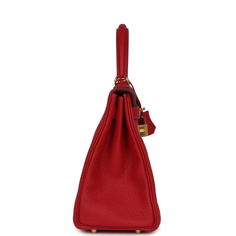 Hermes Kelly Retourne 28 Vermillion Clemence Gold Hardware - Image 4
