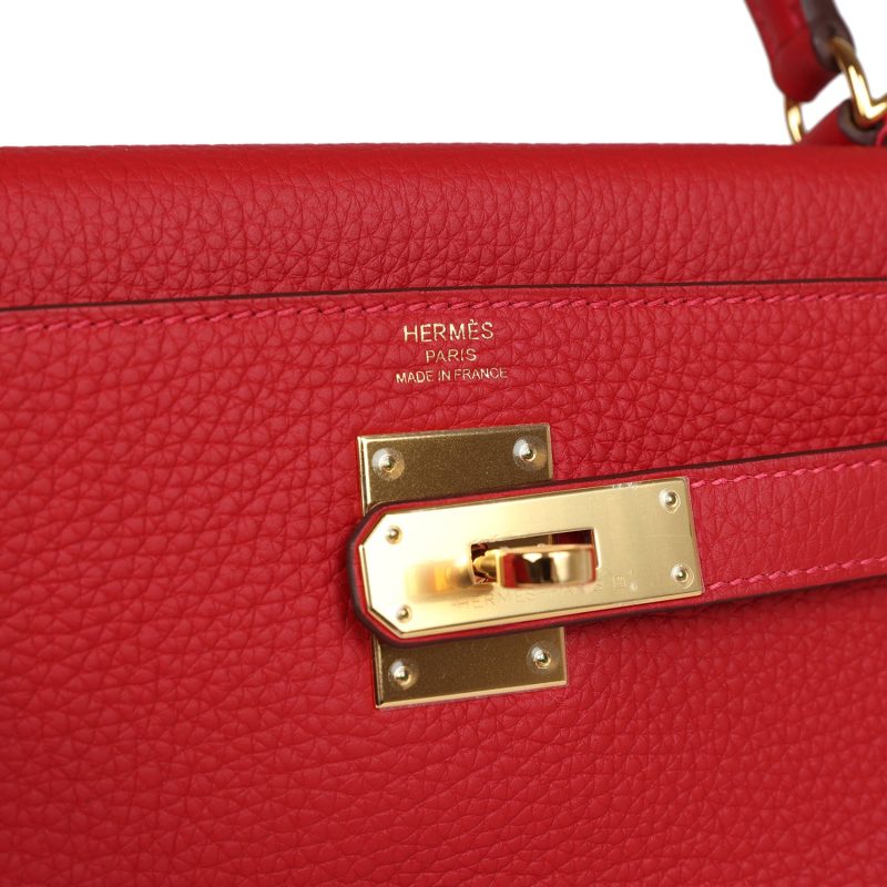 Hermes Kelly Retourne 28 Vermillion Clemence Gold Hardware - Image 7