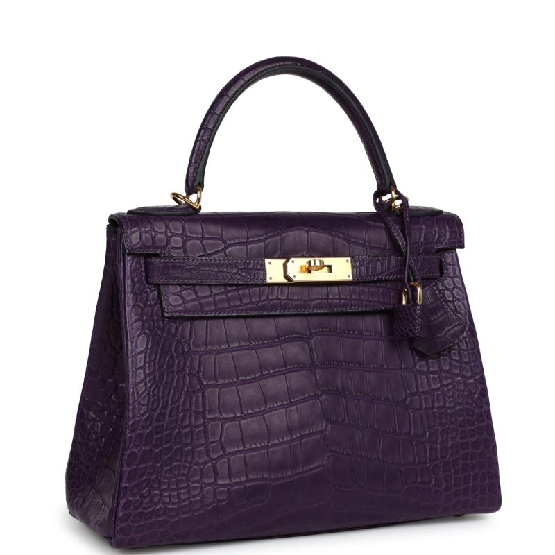 Hermes Kelly Retourne 28 Amethyst Matte Alligator Gold Hardware - Image 2