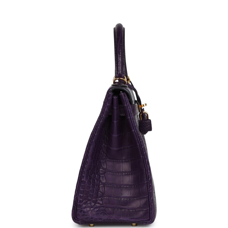 Hermes Kelly Retourne 28 Amethyst Matte Alligator Gold Hardware - Image 4