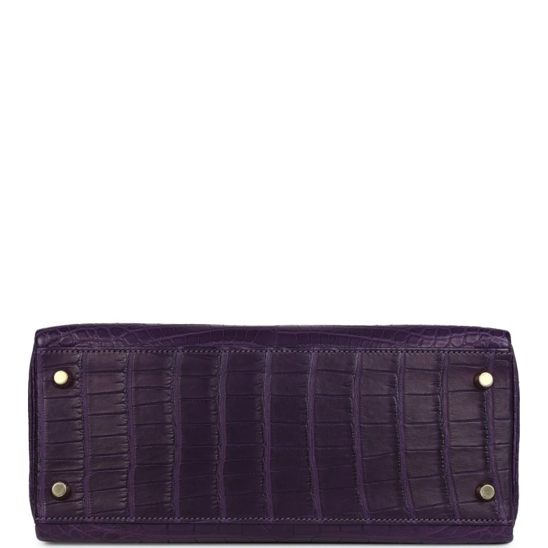 Hermes Kelly Retourne 28 Amethyst Matte Alligator Gold Hardware - Image 6