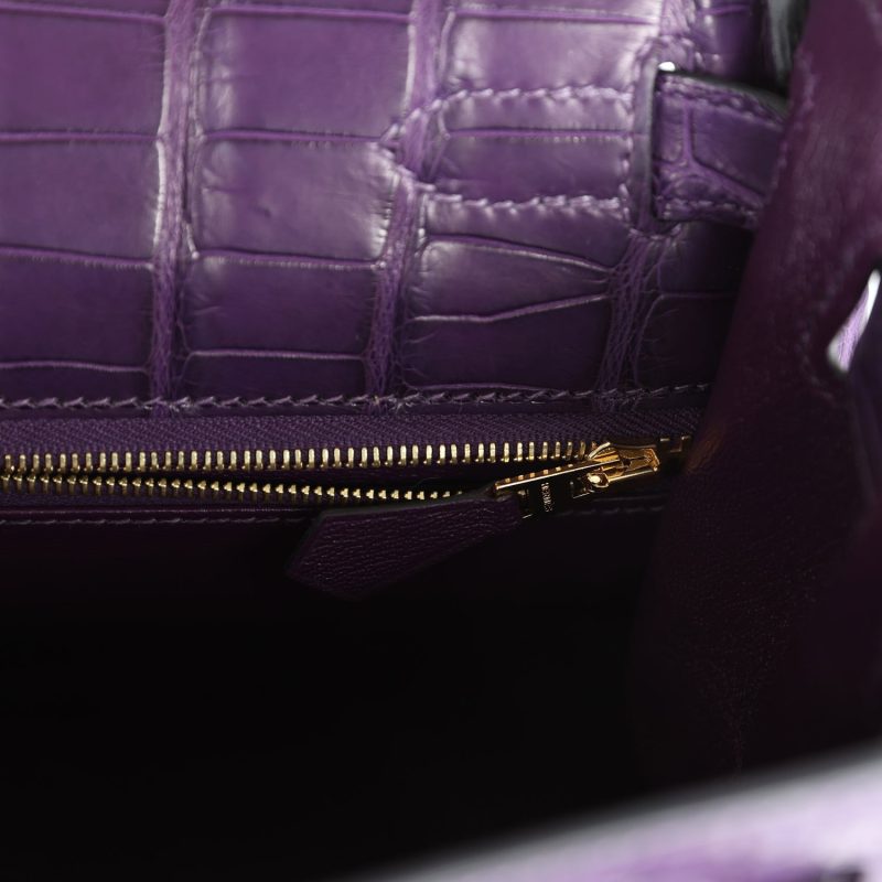 Hermes Kelly Retourne 28 Amethyst Matte Alligator Gold Hardware - Image 9