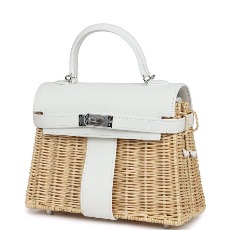 Hermes Mini Picnic Kelly 20 White Swift Palladium Hardware - Image 3