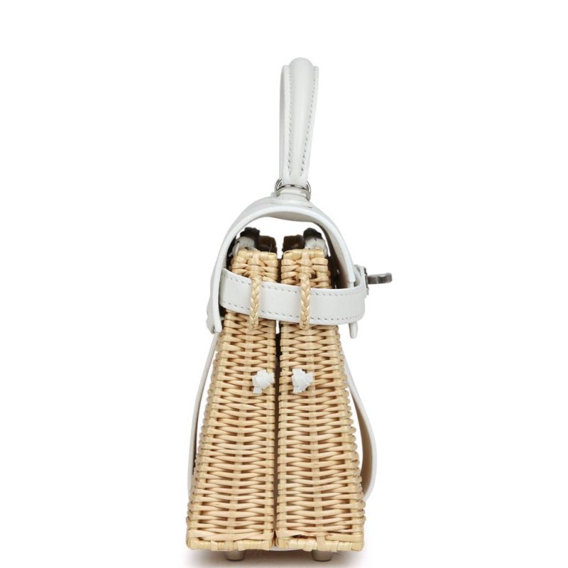 Hermes Mini Picnic Kelly 20 White Swift Palladium Hardware - Image 4