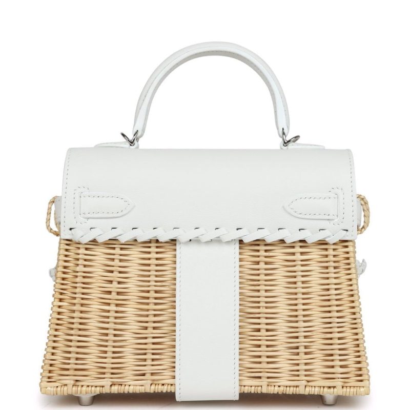 Hermes Mini Picnic Kelly 20 White Swift Palladium Hardware - Image 5