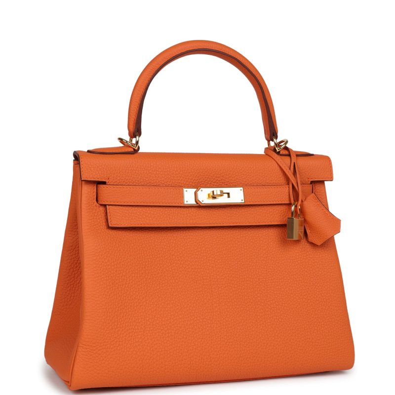 Hermes Kelly Retourne 28 Orange Togo Gold Hardware - Image 2