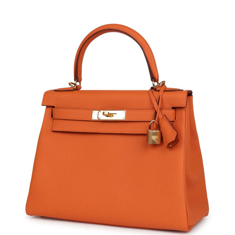 Hermes Kelly Retourne 28 Orange Togo Gold Hardware - Image 3