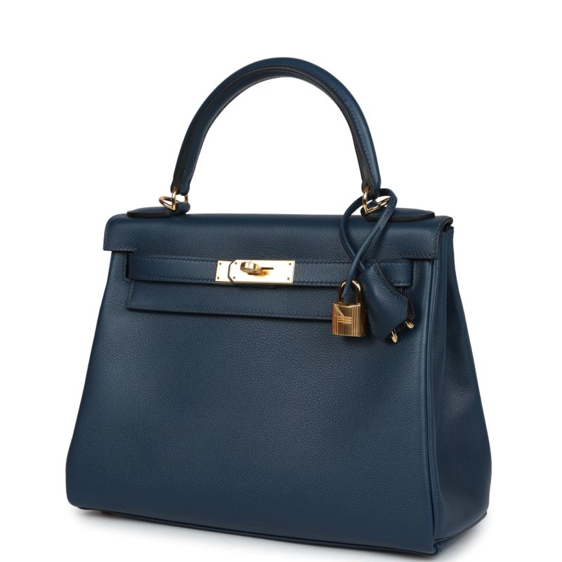 Hermes Kelly Retourne 28 Deep Bleu Evercolor Gold Hardware - Image 3