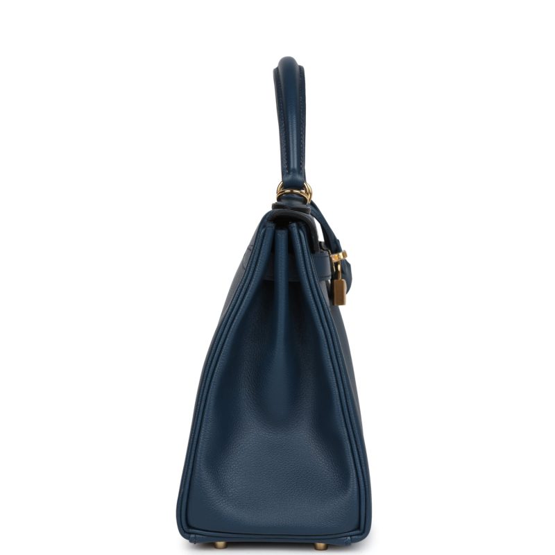 Hermes Kelly Retourne 28 Deep Bleu Evercolor Gold Hardware - Image 4