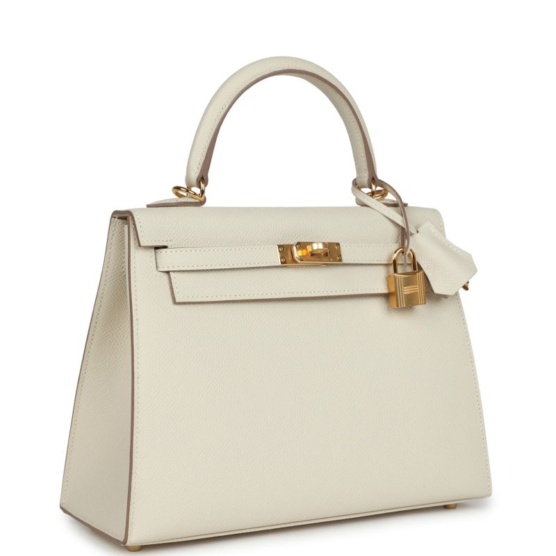 Hermes Kelly Sellier 25 Craie Epsom Gold Hardware - Image 2