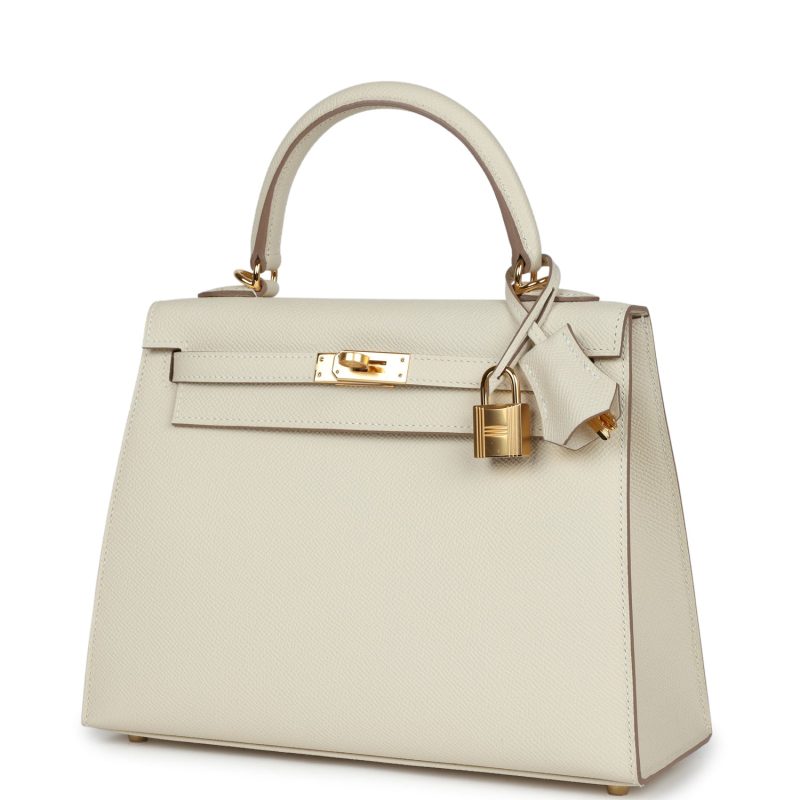 Hermes Kelly Sellier 25 Craie Epsom Gold Hardware - Image 3