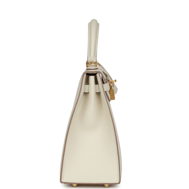 Hermes Kelly Sellier 25 Craie Epsom Gold Hardware - Image 4