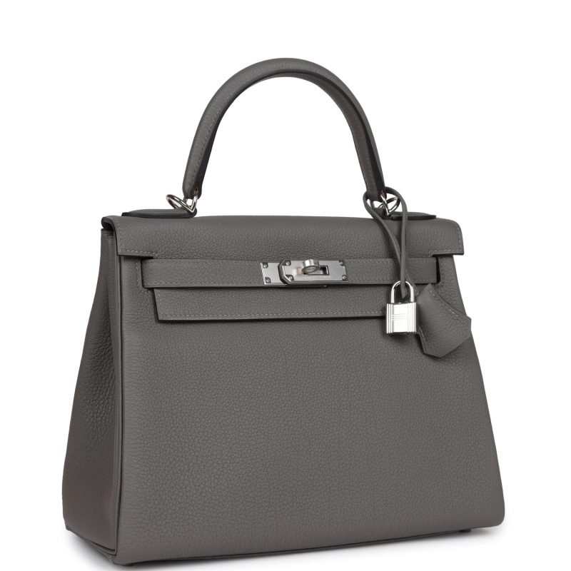 Hermes Kelly Retourne 28 Gris Meyer Togo Palladium Hardware - Image 2