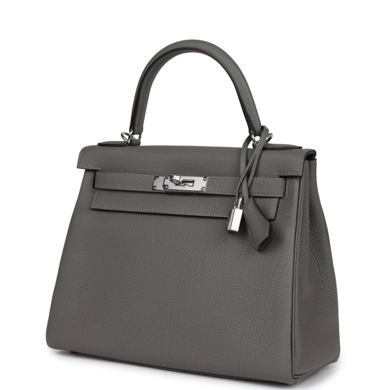 Hermes Kelly Retourne 28 Gris Meyer Togo Palladium Hardware - Image 3
