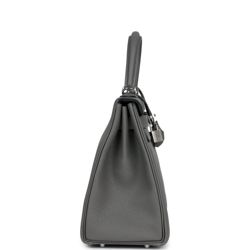 Hermes Kelly Retourne 28 Gris Meyer Togo Palladium Hardware - Image 4