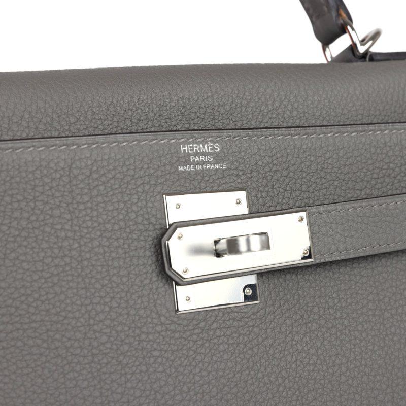 Hermes Kelly Retourne 28 Gris Meyer Togo Palladium Hardware - Image 7