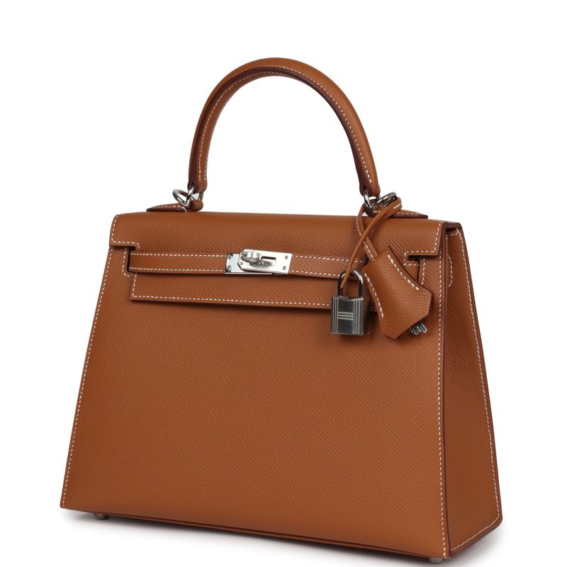 Hermes Kelly Sellier 25 Gold Epsom Palladium Hardware - Image 3