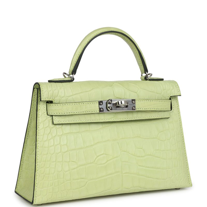 Hermes Kelly Sellier 20 Jaune Bourgeon Matte Alligator Palladium Hardware - Image 2