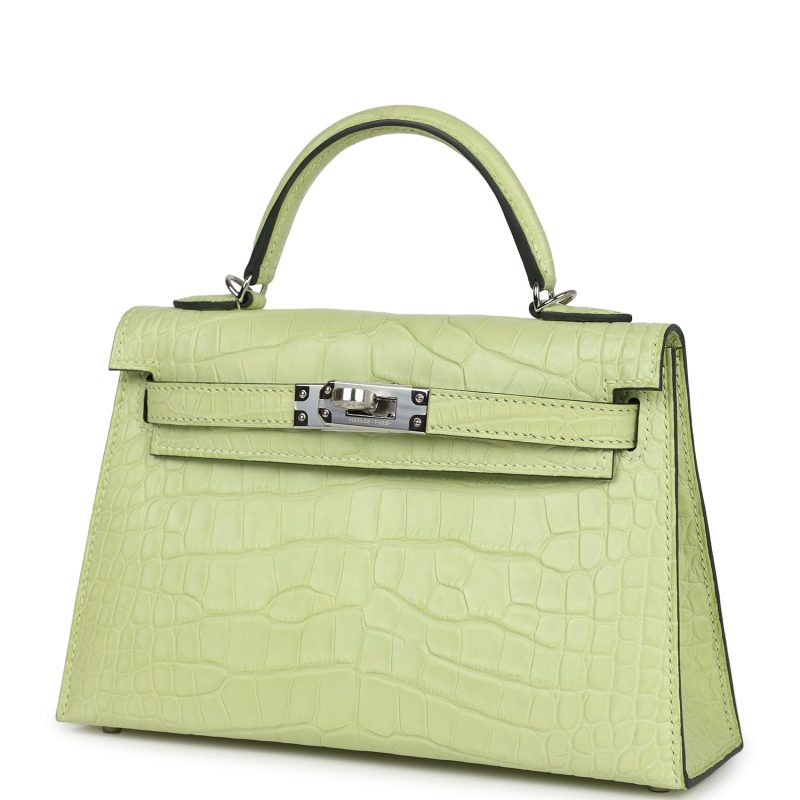 Hermes Kelly Sellier 20 Jaune Bourgeon Matte Alligator Palladium Hardware - Image 3