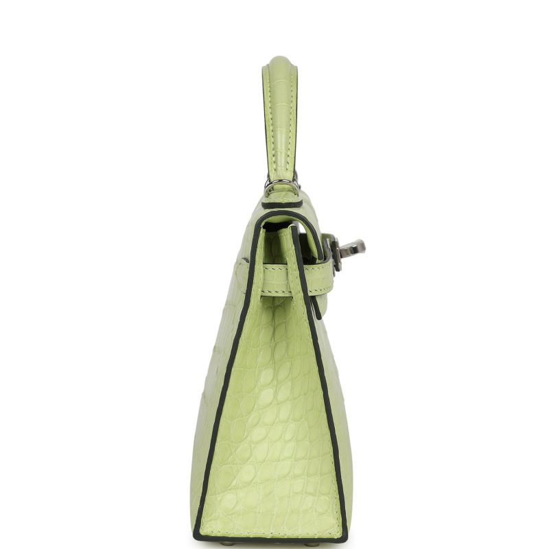 Hermes Kelly Sellier 20 Jaune Bourgeon Matte Alligator Palladium Hardware - Image 4