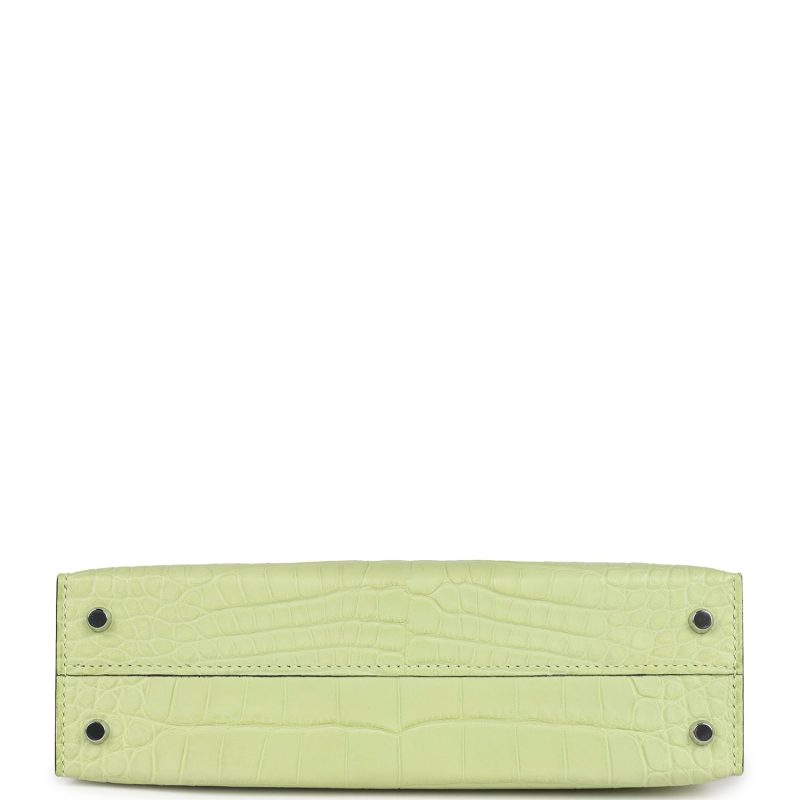 Hermes Kelly Sellier 20 Jaune Bourgeon Matte Alligator Palladium Hardware - Image 6