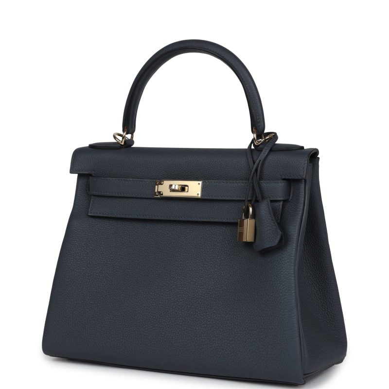 Hermes Kelly Retourne 28 Gris Misty Togo Permabrass Hardware - Image 3