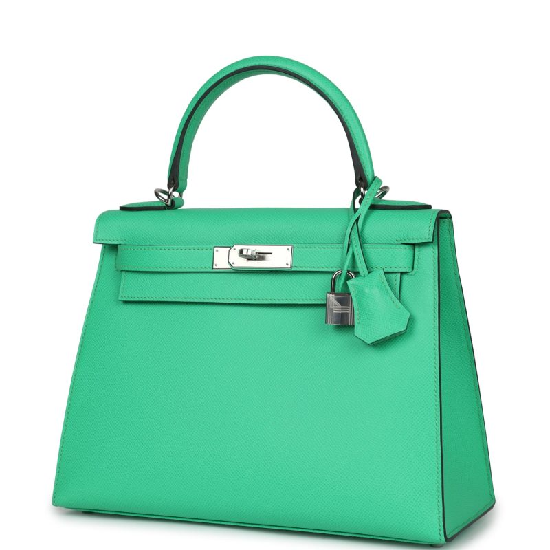 Hermes Kelly Sellier 28 Vert Comics Epsom Palladium Hardware - Image 3