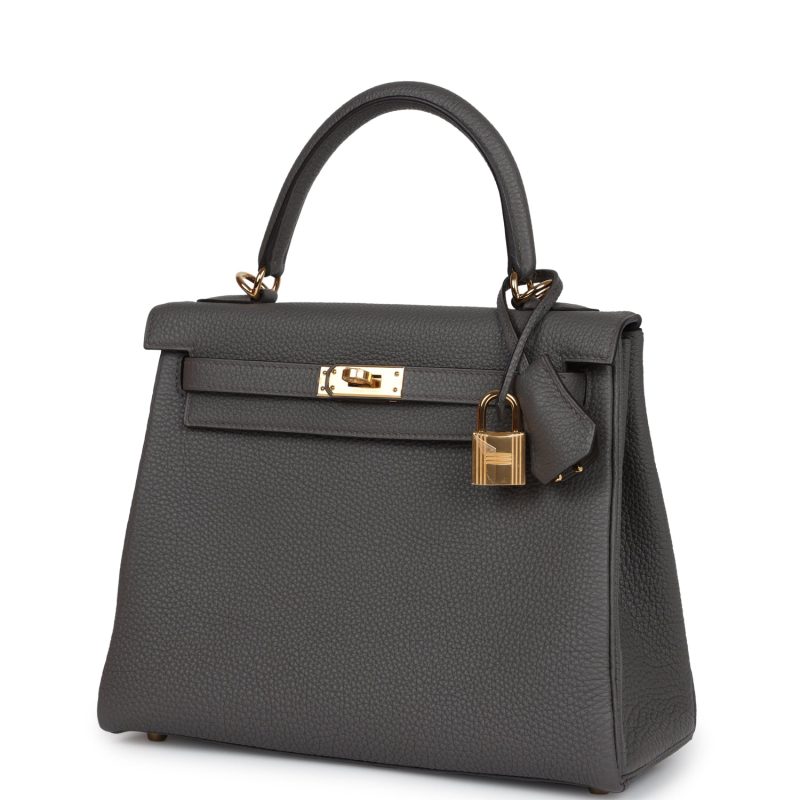 Hermes Kelly Retourne 25 Etain Togo Gold Hardware - Image 3