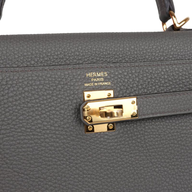 Hermes Kelly Retourne 25 Etain Togo Gold Hardware - Image 7
