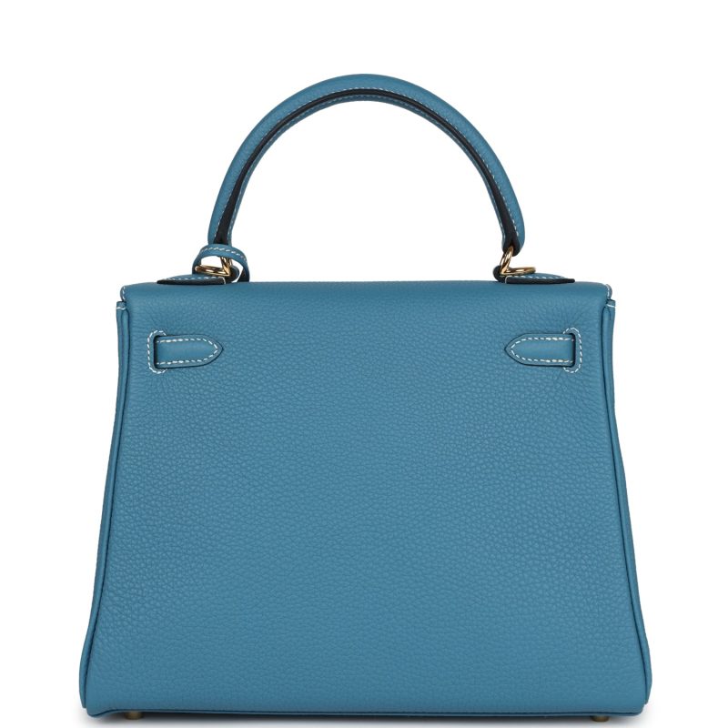 Hermes Kelly Retourne 25 Blue Jean Togo Gold Hardware - Image 5