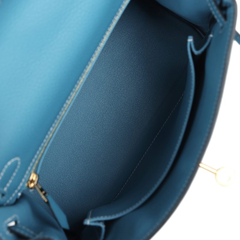 Hermes Kelly Retourne 25 Blue Jean Togo Gold Hardware - Image 8