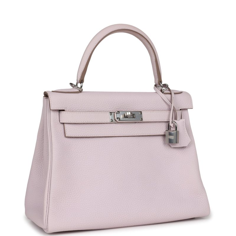 Hermes Kelly Retourne 28 Mauve Pale Clemence Palladium Hardware - Image 2