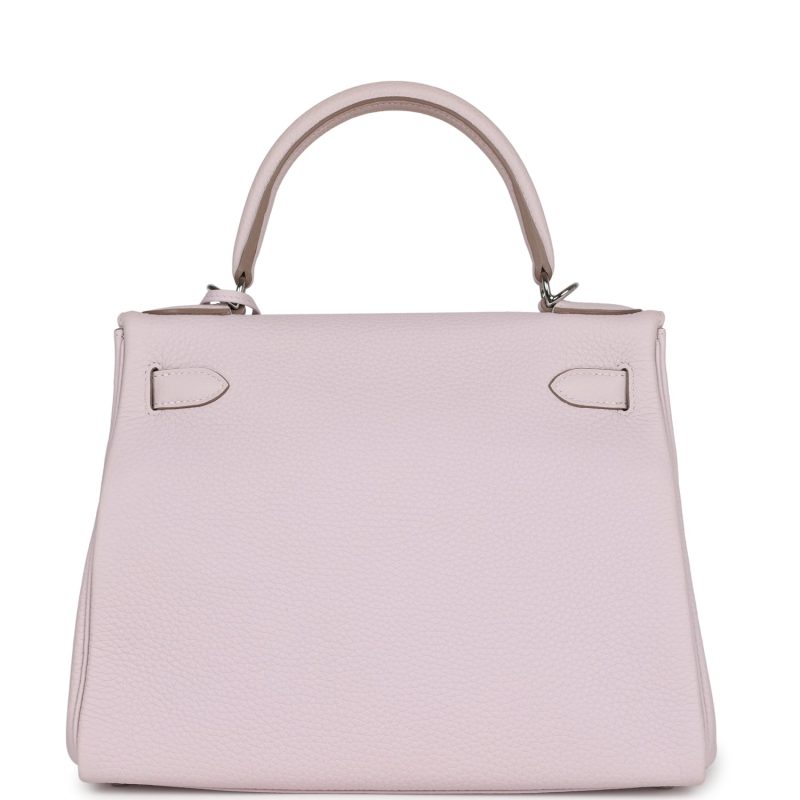 Hermes Kelly Retourne 28 Mauve Pale Clemence Palladium Hardware - Image 5