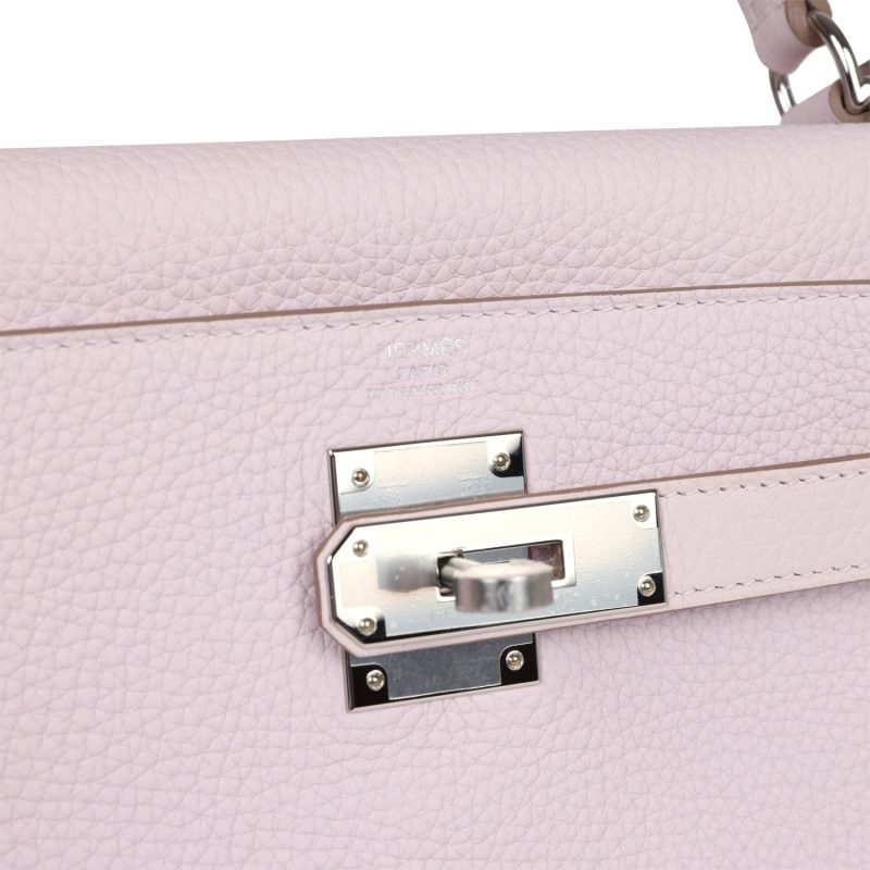 Hermes Kelly Retourne 28 Mauve Pale Clemence Palladium Hardware - Image 7