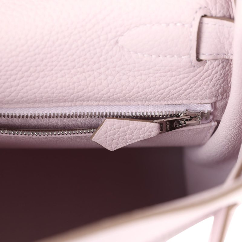 Hermes Kelly Retourne 28 Mauve Pale Clemence Palladium Hardware - Image 9