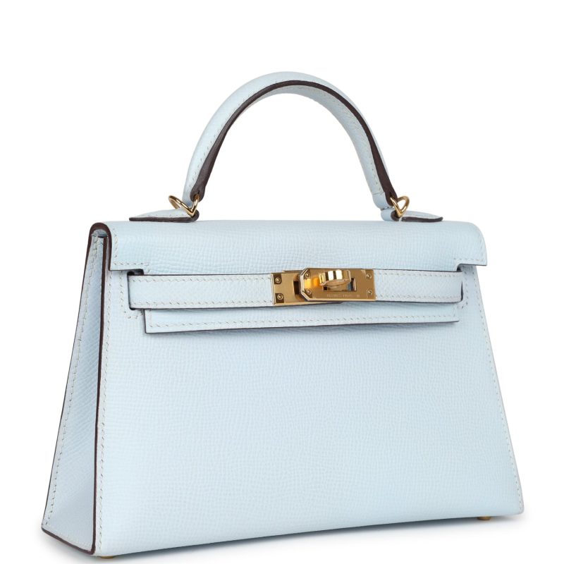 Hermes Kelly Sellier 20 Bleu Brume Epsom Gold Hardware - Image 2
