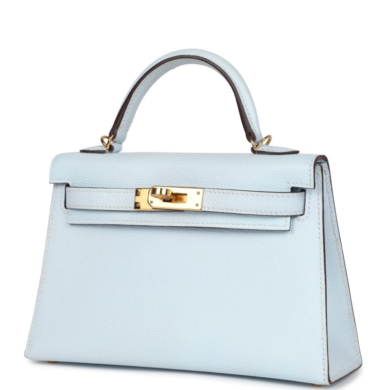 Hermes Kelly Sellier 20 Bleu Brume Epsom Gold Hardware - Image 3