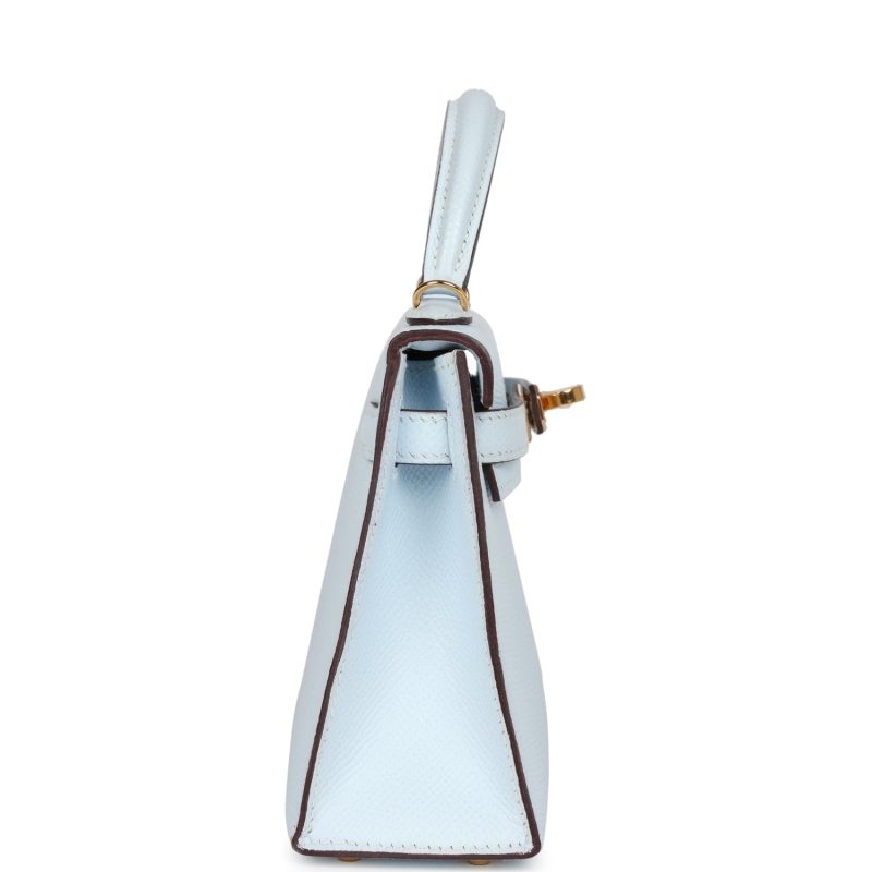 Hermes Kelly Sellier 20 Bleu Brume Epsom Gold Hardware - Image 4