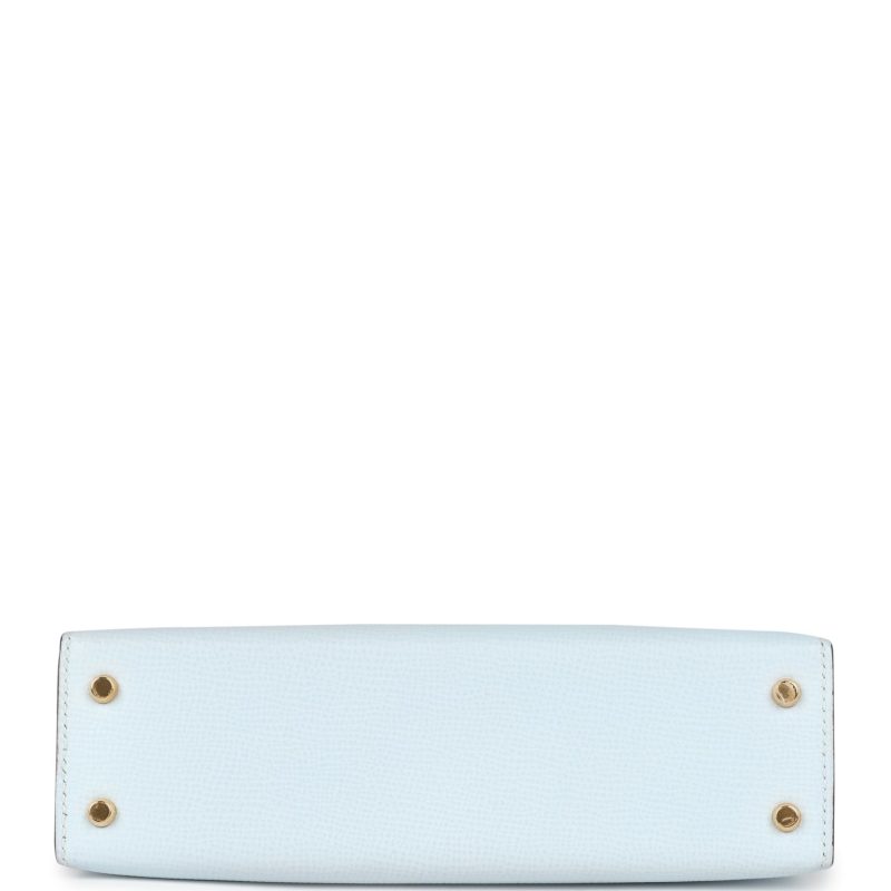 Hermes Kelly Sellier 20 Bleu Brume Epsom Gold Hardware - Image 6