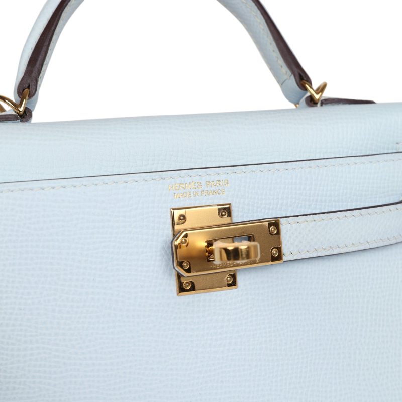 Hermes Kelly Sellier 20 Bleu Brume Epsom Gold Hardware - Image 7