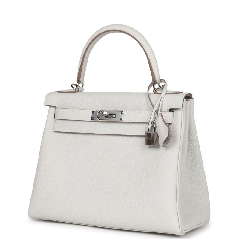 Hermes Kelly Retourne 28 Gris Pale Togo Palladium Hardware - Image 3