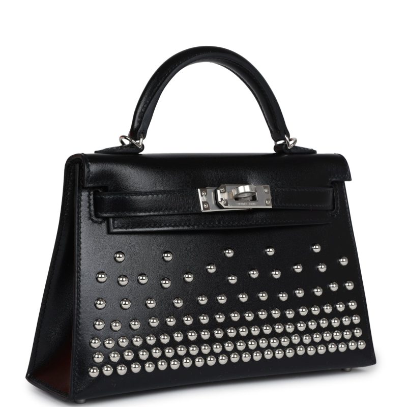 Hermes Kelly Sellier 20 Clouté Black Box Palladium Hardware - Image 2