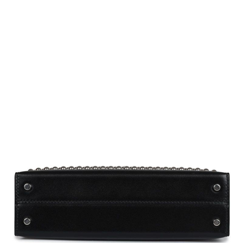Hermes Kelly Sellier 20 Clouté Black Box Palladium Hardware - Image 6