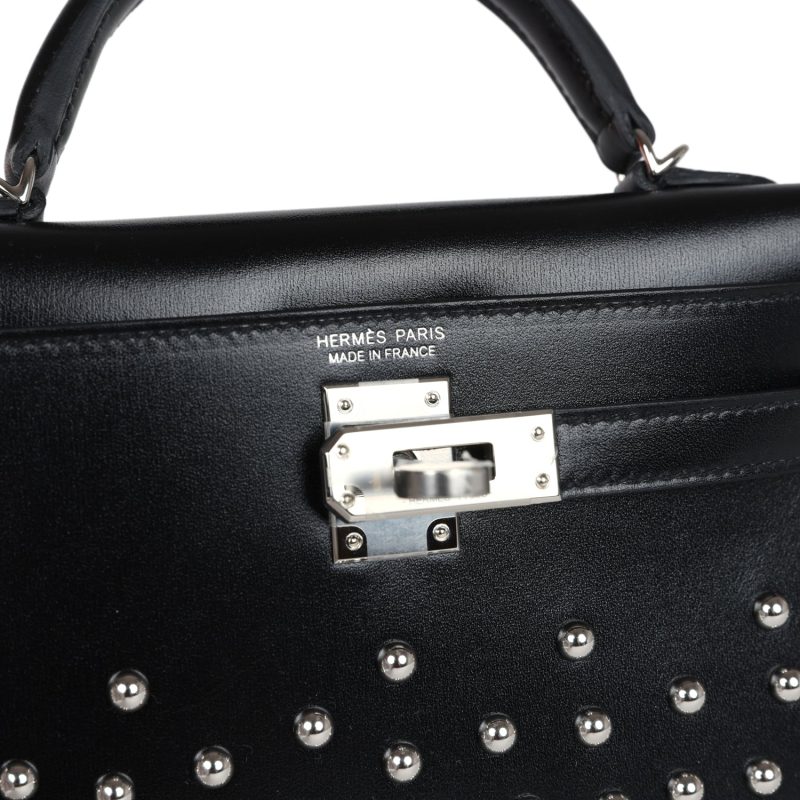 Hermes Kelly Sellier 20 Clouté Black Box Palladium Hardware - Image 7